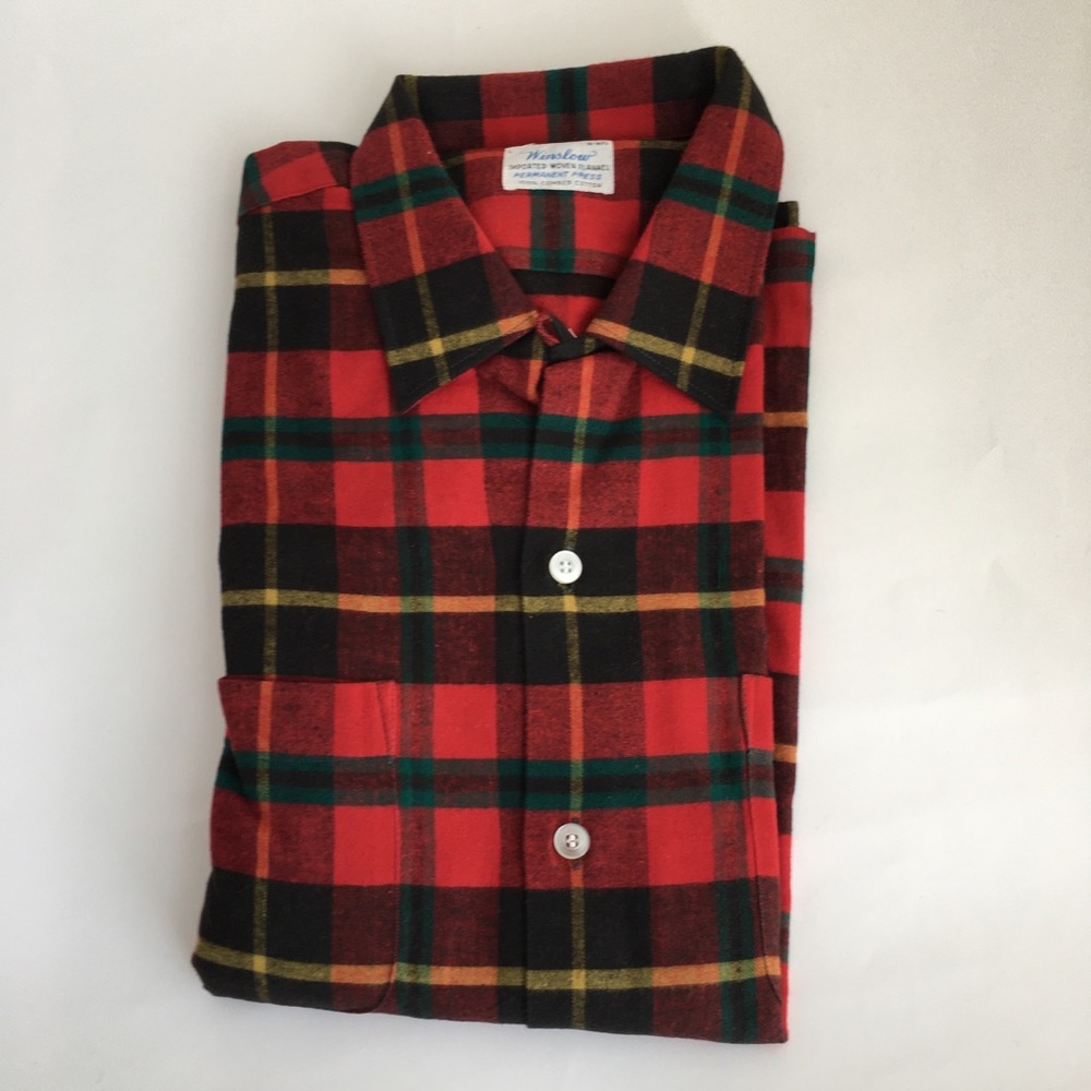 Red plaid long-sleeved shirt